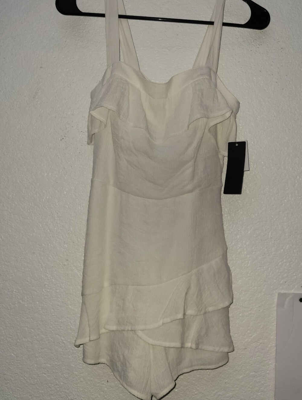 City Studio Cream Ruffled Mini Sundress Romper Sz 1